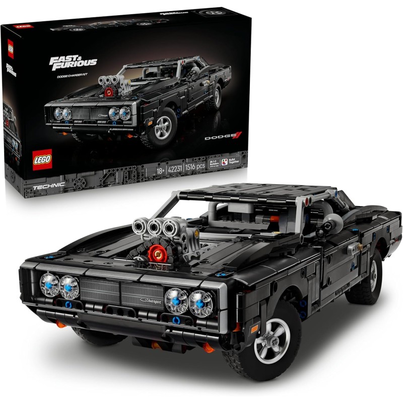 LEGO Technic 42231 Auto Dodge Charger R/T Fast and Furious da Collezione con Motore V8 e Sospensioni