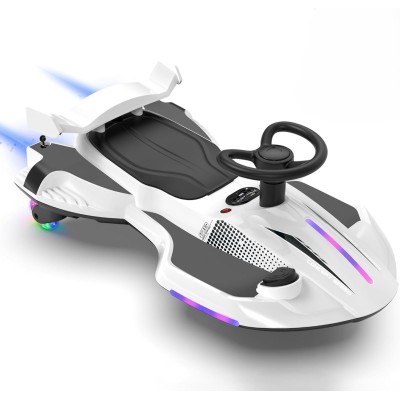 Auto Elettrica per Bambini 12V Macchina Vorticar Piroettante 2 in 1 con Sterzo 360° Effetto Fumo Musica Luci LED