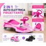 Auto Elettrica per Bambini 12V Macchina Vorticar Piroettante 2 in 1 con Sterzo 360° Effetto Fumo Musica Luci LED