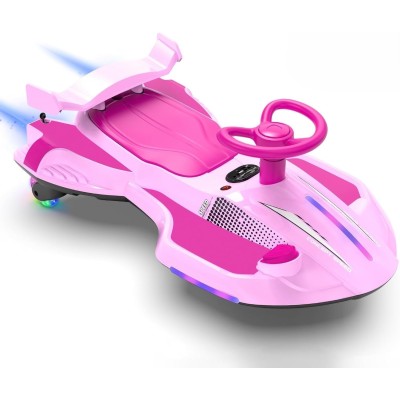 Auto Elettrica per Bambini 12V Macchina Vorticar Piroettante 2 in 1 con Sterzo 360° Effetto Fumo Musica Luci LED