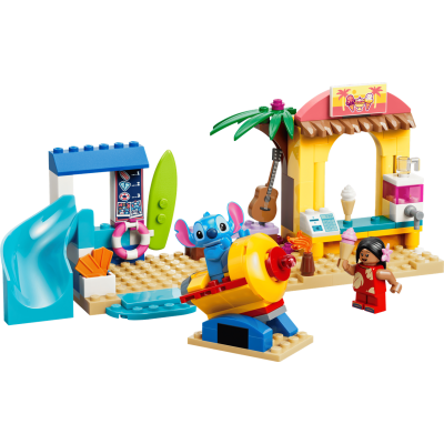 Lego Disney 43280 Divertimento in spiaggia con Lilo e Stitch con 2 Negozi Giostra a Forma di Astronave e 2 Minifigure
