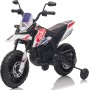 Moto Elettrica per bambini 12V Cross Aprilia RX125 con Ruote in Gomma Sedile in pelle Doppio Motore Rotelle Luci e Suoni
