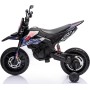 Moto Elettrica per bambini 12V Cross Aprilia RX125 con Ruote in Gomma Sedile in pelle Doppio Motore Rotelle Luci e Suoni
