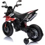 Moto Elettrica per bambini 12V Cross Aprilia RX125 con Ruote in Gomma Sedile in pelle Doppio Motore Rotelle Luci e Suoni