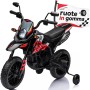 Moto Elettrica per bambini 12V Cross Aprilia RX125 con Ruote in Gomma Sedile in pelle Doppio Motore Rotelle Luci e Suoni