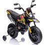 Moto Elettrica per bambini 12V Cross Aprilia RX125 con Ruote in Gomma Sedile in pelle Doppio Motore Rotelle Luci e Suoni