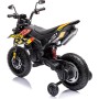 Moto Elettrica per bambini 12V Cross Aprilia RX125 con Ruote in Gomma Sedile in pelle Doppio Motore Rotelle Luci e Suoni