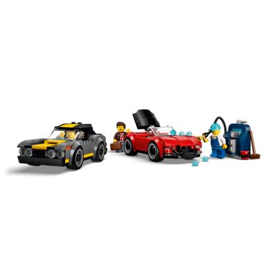 Lego City 60497 Autolavaggio drive-in con 2 Modellini di Auto Funzione di Lavaggio e 4 Minifigure con Accessori