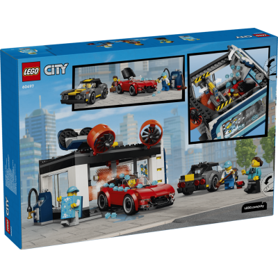 Lego City 60497 Autolavaggio drive-in con 2 Modellini di Auto Funzione di Lavaggio e 4 Minifigure con Accessori