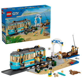 Lego City 60506 Tram classico della spiaggia con Binari Scena di Strada 5 Minifigure e 5 Animali