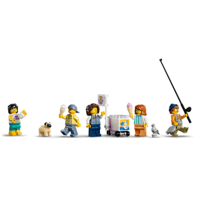 Lego City 60506 Tram classico della spiaggia con Binari Scena di Strada 5 Minifigure e 5 Animali