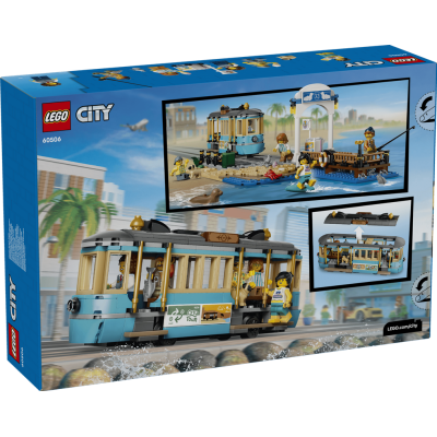Lego City 60506 Tram classico della spiaggia con Binari Scena di Strada 5 Minifigure e 5 Animali