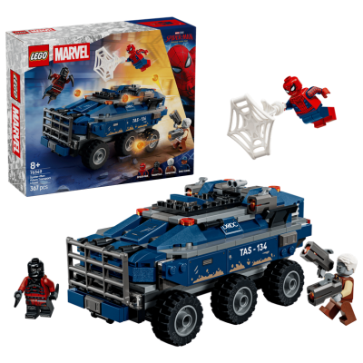 Lego Marvel 76349 Spider-Man: Inseguimento del trasportatore di detenuti con Macchina Blindata e 4 Minifigure