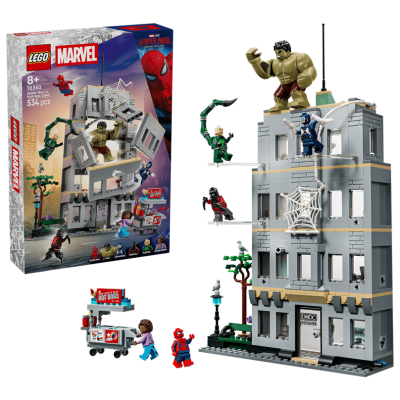 Lego Marvel 76350 Scontro epico: Spider-Man vs. Hulk con Ufficio a 4 Piani e 5 Minifigure