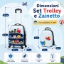 MonTravel Set Trolley per Bambini 2 Pezzi Valigia Rigida e Zainetto Bagaglio a Mano con Ruote Girevoli MT-024 Traffic