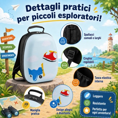MonTravel Set Trolley per Bambini 2 Pezzi Valigia Rigida e Zainetto Bagaglio a Mano con Ruote Girevoli MT-024 Traffic