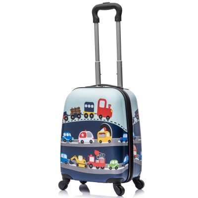 MonTravel Set Trolley per Bambini 2 Pezzi Valigia Rigida e Zainetto Bagaglio a Mano con Ruote Girevoli MT-024 Traffic
