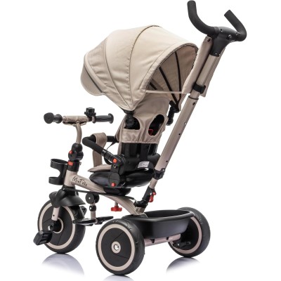 Triciclo per Bambini Evolutivo da 12 mesi a 5 anni Reclinabile 4 in 1 fino a 25 kg Sedile Girevole con Ruote in Gomma Eva