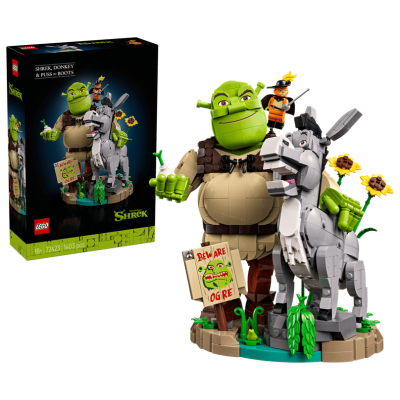 Lego Shrek 72423 Shrek Ciuchino e Gatto con gli Stivali