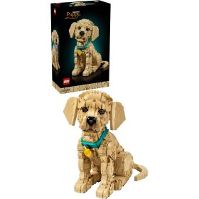 LEGO Icons 11384 Cucciolo di Golden Retriever Animale da Esposizione con Collare e Medaglietta per Cane