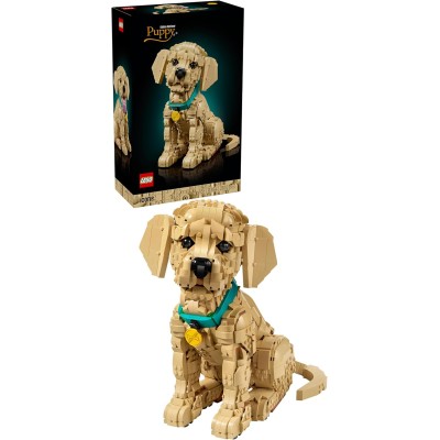 LEGO Icons 11384 Cucciolo di Golden Retriever Animale da Esposizione con Collare e Medaglietta per Cane