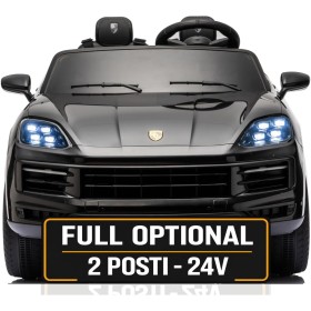Auto Elettrica Porsche Cayenne 24V Maxi SUV per Bambini 2 Posti Macchina Elettrica con Telecomando Cinture a 3 Punti Luci LED