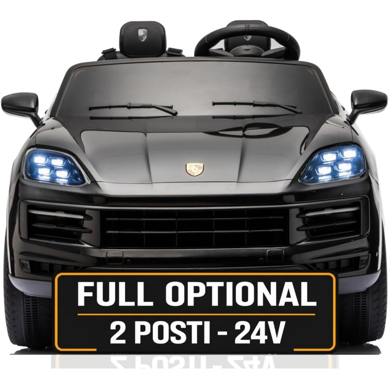 Auto Elettrica Porsche Cayenne 24V Maxi SUV per Bambini 2 Posti Macchina Elettrica con Telecomando Cinture a 3 Punti Luci LED