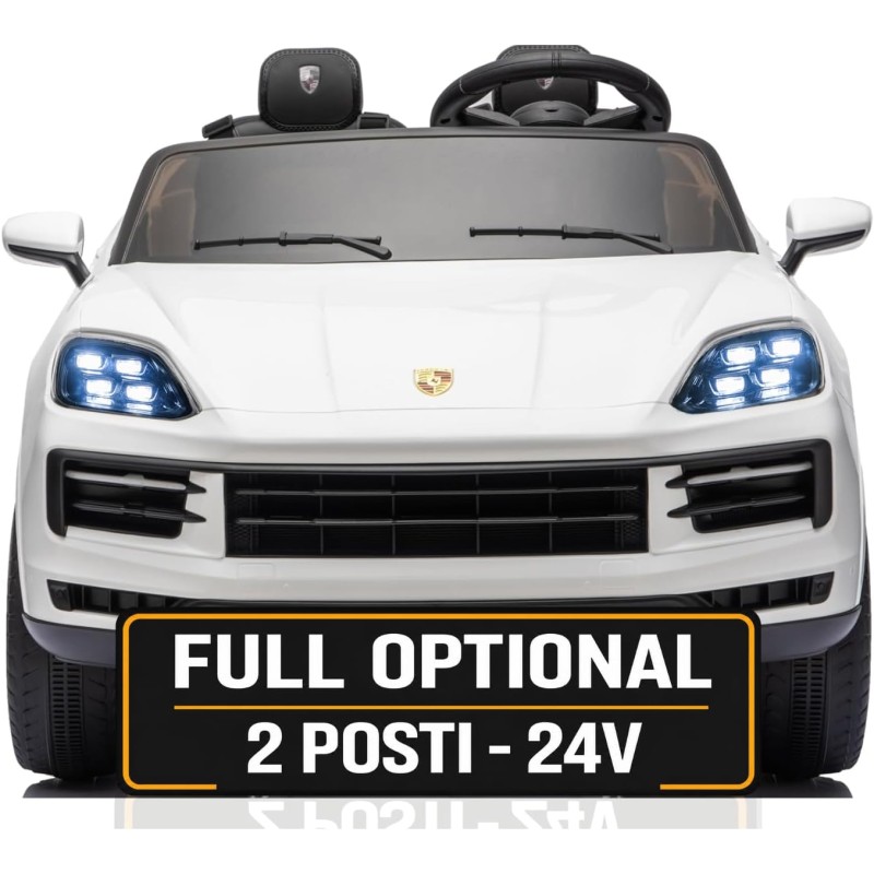 Auto Elettrica Porsche Cayenne 24V Maxi SUV per Bambini 2 Posti Macchina Elettrica con Telecomando Cinture a 3 Punti Luci LED