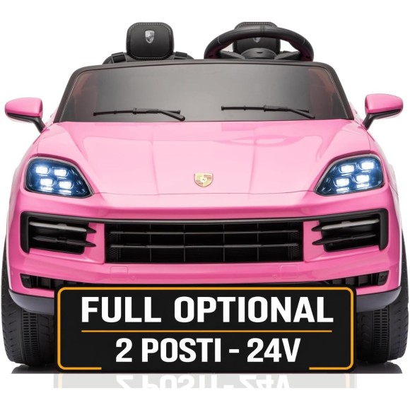 Auto Elettrica Porsche Cayenne 24V Maxi SUV per Bambini 2 Posti Macchina Elettrica con Telecomando Cinture a 3 Punti Luci LED