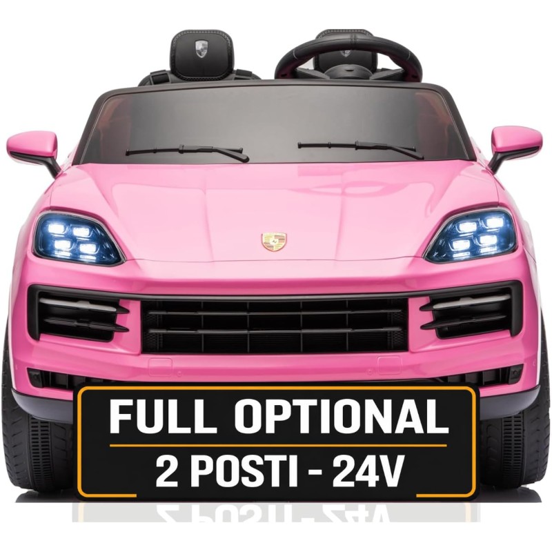 Auto Elettrica Porsche Cayenne 24V Maxi SUV per Bambini 2 Posti Macchina Elettrica con Telecomando Cinture a 3 Punti Luci LED