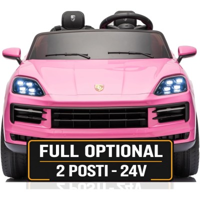 Auto Elettrica Porsche Cayenne 24V Maxi SUV per Bambini 2 Posti Macchina Elettrica con Telecomando Cinture a 3 Punti Luci LED