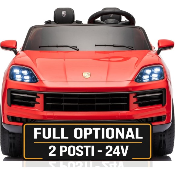Auto Elettrica Porsche Cayenne 24V Maxi SUV per Bambini 2 Posti Macchina Elettrica con Telecomando Cinture a 3 Punti Luci LED