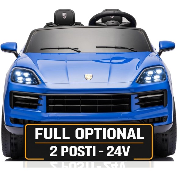 Auto Elettrica Porsche Cayenne 24V Maxi SUV per Bambini 2 Posti Macchina Elettrica con Telecomando Cinture a 3 Punti Luci LED