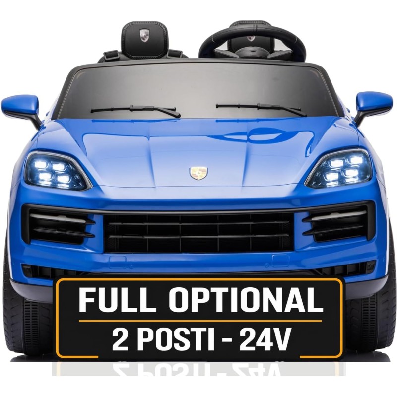 Auto Elettrica Porsche Cayenne 24V Maxi SUV per Bambini 2 Posti Macchina Elettrica con Telecomando Cinture a 3 Punti Luci LED
