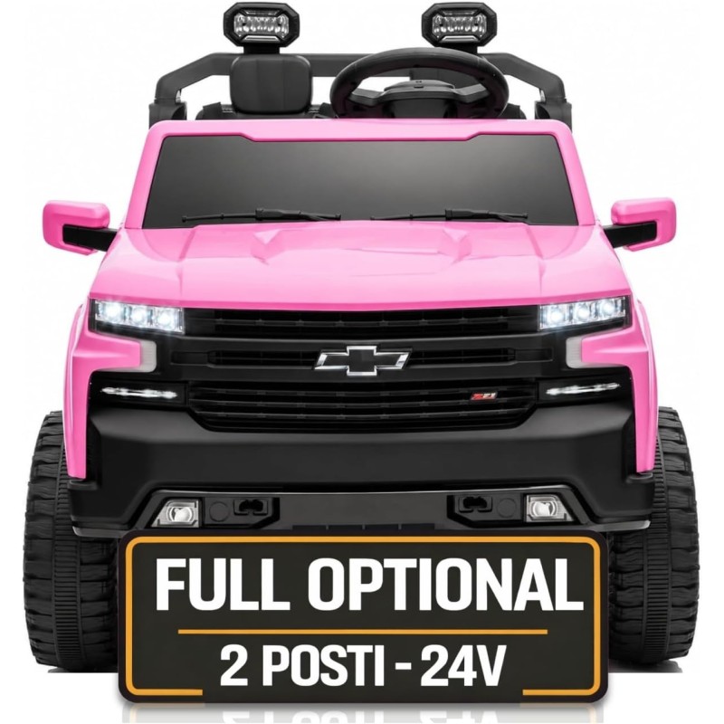 Macchina Elettrica Chevrolet Silverado ZR2 24V Maxi Fuoristrada 2 Posti per Bambini Telecomando Bluetooth Carico Massimo 60 Kg