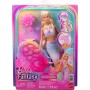 Mattel JLW56 Barbie - Sirena Bolle di Sapone con lunghi capelli biondi e ciocca colorata e soluzione magica per creare le bolle