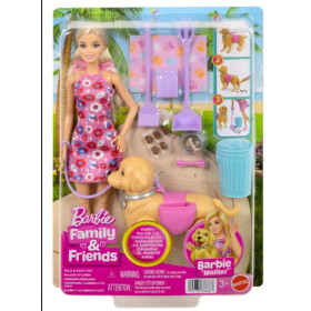 Mattel JJB46 - Barbie Family & Friends Barbie con cagnolina che cammina
