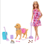 Mattel JJB46 - Barbie Family & Friends Barbie con cagnolina che cammina