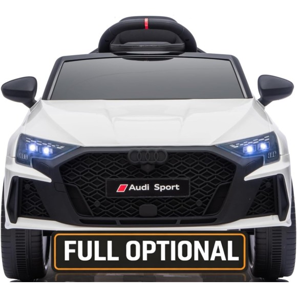 Auto Elettrica per Bambini Audi RS3 12V con Licenza Ufficiale Telecomando Cintura a 3 Punti Luci LED MP3