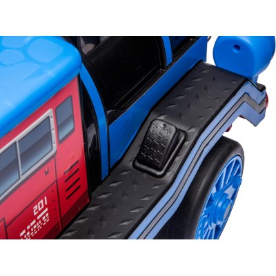 Trenino Elettrico 12V per Bambini 2 Posti Treno con Vagone Posteriore Extra USB Luci LED 2 Velocità Sistema Antiribaltamento