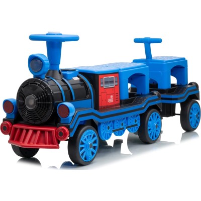 Trenino Elettrico 12V per Bambini 2 Posti Treno con Vagone Posteriore Extra USB Luci LED 2 Velocità Sistema Antiribaltamento