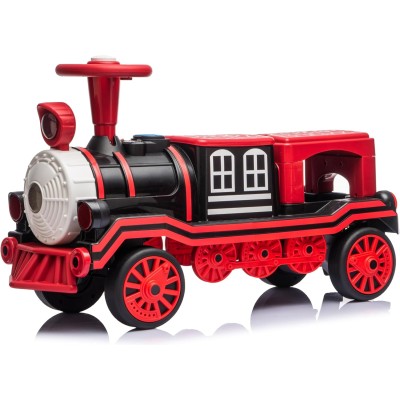 Trenino Elettrico 12V per Bambini 2 Posti Treno con Vagone Posteriore Extra USB Luci LED 2 Velocità Sistema Antiribaltamento