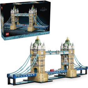 LEGO Architecture 21067 Tower Bridge Miniatura Monumento 3D con Ponte Levatoio Base con Tamigi e Autobus di Londra