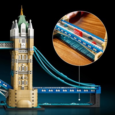 LEGO Architecture 21067 Tower Bridge Miniatura Monumento 3D con Ponte Levatoio Base con Tamigi e Autobus di Londra