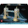 LEGO Architecture 21067 Tower Bridge Miniatura Monumento 3D con Ponte Levatoio Base con Tamigi e Autobus di Londra