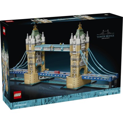 LEGO Architecture 21067 Tower Bridge Miniatura Monumento 3D con Ponte Levatoio Base con Tamigi e Autobus di Londra