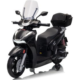 Moto Elettrica Scooter Per Bambini Honda SH350 12V con Ruote in Gomma Bauletto MP3 Luci a Led Sedile in Pelle Full Optional