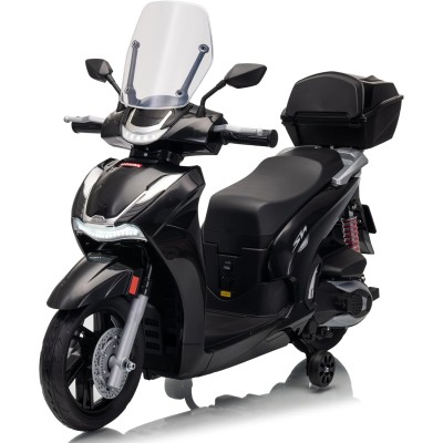 Moto Elettrica Scooter Per Bambini Honda SH350 12V con Ruote in Gomma Bauletto MP3 Luci a Led Sedile in Pelle Full Optional