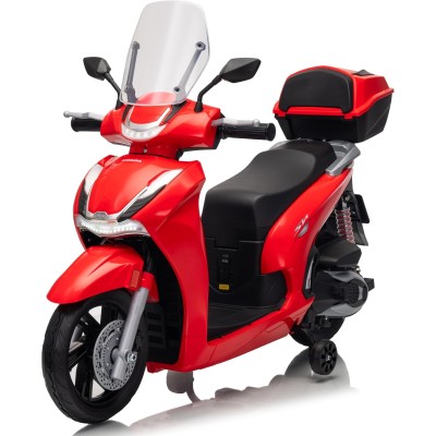 Moto Elettrica Scooter Per Bambini Honda SH350 12V con Ruote in Gomma Bauletto MP3 Luci a Led Sedile in Pelle Full Optional