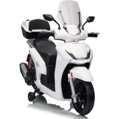 Honda SH 350i Sport Moto Elettrica Scooter Per Bambini 12V Ruote Gomma Bauletto MP3 Luci a Led Sedile in Pelle Full Optional